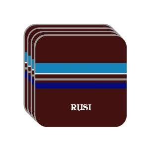 Personal Name Gift   RUSI Set of 4 Mini Mousepad Coasters (blue 