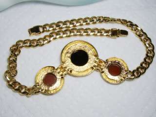   Carnelian & Onyx GLASS Intaglio ROMAN SOLDIER Triple Pendant Necklace