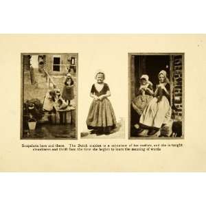  1912 Print Holland Dutch Women Cultural Costume Dress 