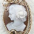 Cornelian Hand Carved Shell Cameo Pendant 14K Rolled Go