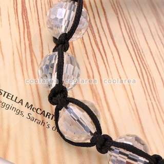 Clear Crystal Glass Disco Ball Beads Macrame Bracelet 10L 96/Facet 