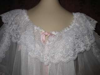 Vtg Plus Sz 4X Honeymoon Nylon Chiffon Nightgown Peignoir Robe Set 