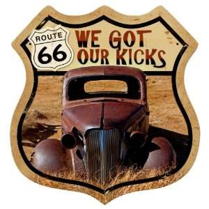  Route 66 Rusty Automotive Shield Metal Sign   Victory 