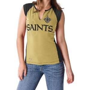   Orleans Saints Womens Two Toned Split Neck T Shirt