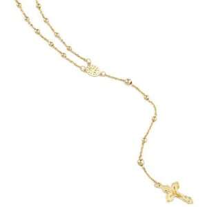    14K Gold Rosary Chain Necklace with Crucifix SZUL Jewelry