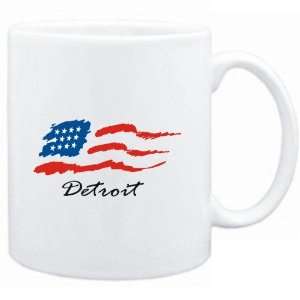  Mug White  Detroit   US Flag  Usa Cities Sports 