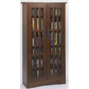  Mission Design Glass Door Cabinet in Walnut Finish