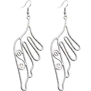  Silver Toned Angel Wing Earrings Jewelry