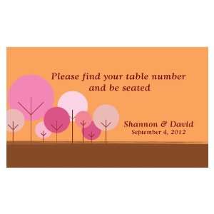 Modern Round Tree Table Sign Card   Tangerine Orange  