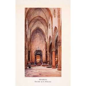  1911 Print Bologna Italy San Petronio Basilica Interior 