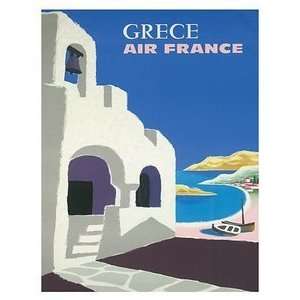  World Travel Poster Air France Grece Greece 9 inch by 12 