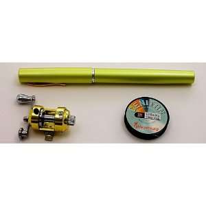  Pen Size, Shape Fishing Rod and Reel Kit (Yellow) Sports 