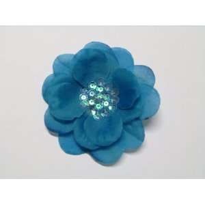  Blue 4 Sequin Center Flower Hair Clip Hair Accessories 