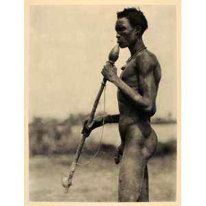  1930 Africa Dinka Man Smoking Pipe Sudan Hugo Bernatzik 