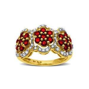  Ruby and Diamond Flower Ring in 14K Gold Jewelry