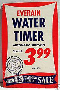1950 Rexall Drug Store Water Timer Sign Old Stock  