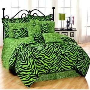  Green Zebra Bed In A Bag 6 Pc XL Twin Comforter Set 