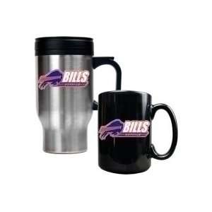  Buffalo Bills Travel Mug and Ceramic Mug Set: Sports 