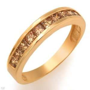   Wedding Band 10k yellow gold with Champagne Diamonds 1k Jewelry