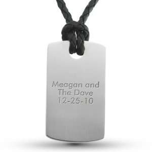  Personalized Stainless Steel And Leather Dog Tag  Vertical 