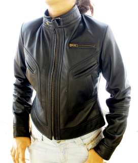 Womens Cropped Motorbike Leather Jacket Style 2900  