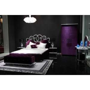 Vig Furniture Glamour Night Blossom Queen Purple Luxury Bed  