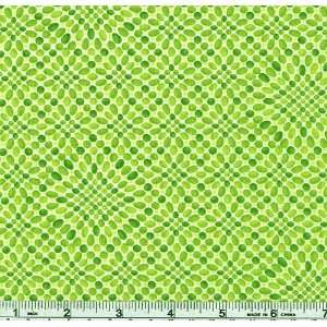  45 Wide Belize Wavy Dots Green Fabric By The Yard: Arts 