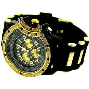  New Mens Black Iced out bling hip hop wrist watch: Jewelry