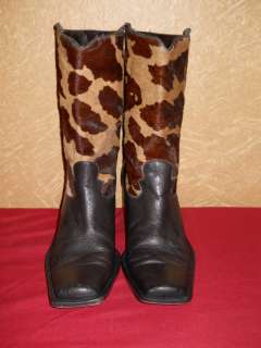 Womens Franco Sarto Boots! 8 1/2 M! Black w/ Cow Print!?! REALLY CUTE 