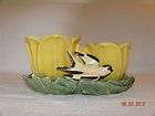 vintage mccoy double tulip planter with bird 