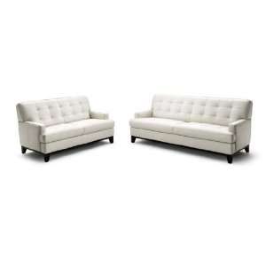   White Leather Modern Sofa Set By Wholesale Interiors