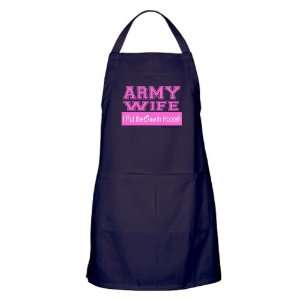   Military Backer Army Wife Hoorah (Pink) Apron (dark): Home & Kitchen