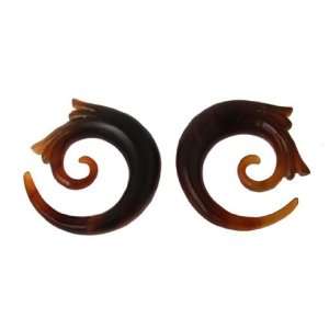 Hand Carved Floral Horn Spiral Plugs   00G   Sold as a 