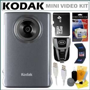  Kodak Mini Video Camera in Grey + 4GB Accessory Kit 