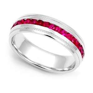   Channel set Ruby Eternity Milgrain Band Ring, 6: Juno Jewelry: Jewelry