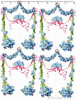 Vintage Style Shabby Forget Me Nots Frame Chic Decals  