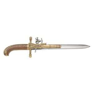  Hunting Flintlock Dagger Pistol Replica with Wood Grips 