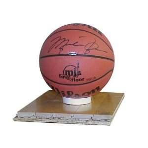 Michael Jordan Chicago Bulls Autographed Basketball with Floor Piece 