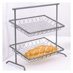 Tier Metal Stand   Flat Frame   2 Removable Baskets   23W x 11D x 