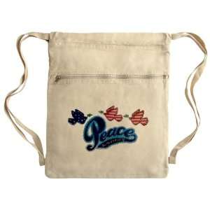  Messenger Bag Sack Pack Khaki Peace on Earth Birds Symbol 