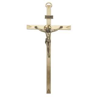 INRI Engraved Gold Plate Metal Pewter 10 Wall Crucifix  