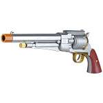   war revolver styled spring airsoft pistol is large and intimidating