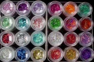 24 Colorful Nail Art Glitter Iridescent Filament Foil  