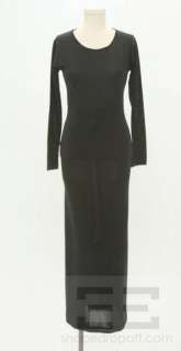 Issey Miyake 2 Pc Black Rib Knit Long Sleeve Top & Maxi Skirt Set Size 