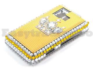 Crystal Bling Case Cover for LG VX9700 Dare Gold Crown  