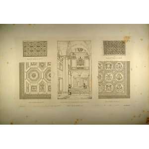  1860 Engraving Palazzo Massimi Rome Courtyard Ceilings 