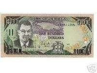 JAMAICA 1.9.87 100 DOLLARS UNC  