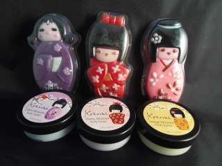 Japanese Kokeshi Doll Bath Set Body Butter + Crystal Soap Gift NEW 
