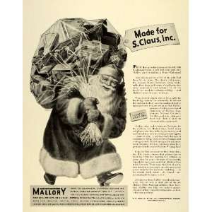  1941 Ad P R Mallory & Co Products Refrigerator Santa Claus 