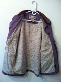 LL Bean Light Purple with brown Corduroy collar Barn Coat Womens size 
